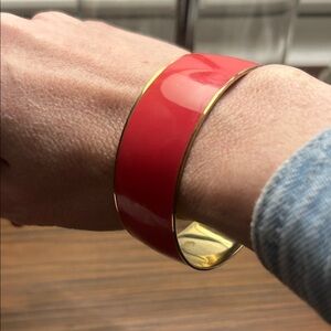 J. Crew Crimson Color Chunky Gold Plated Bangle Bracelet